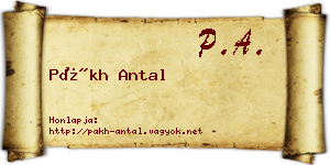 Pákh Antal névjegykártya